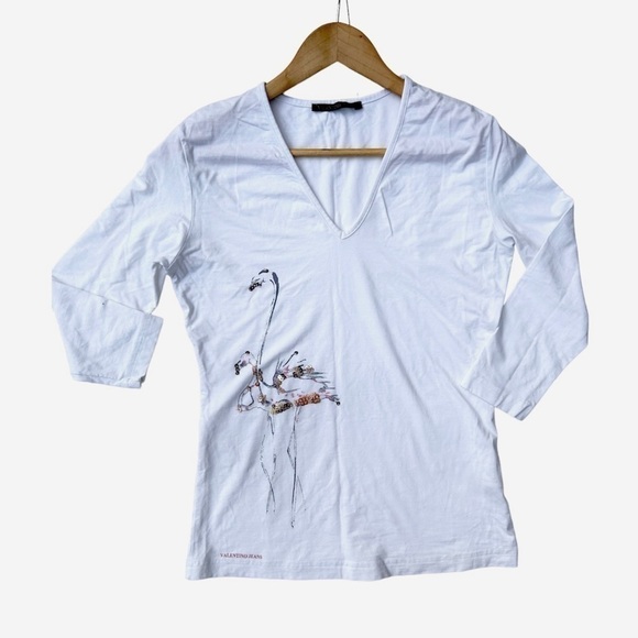VALENTINO Jeans Top Long sleeve flamingo glitter sequin print